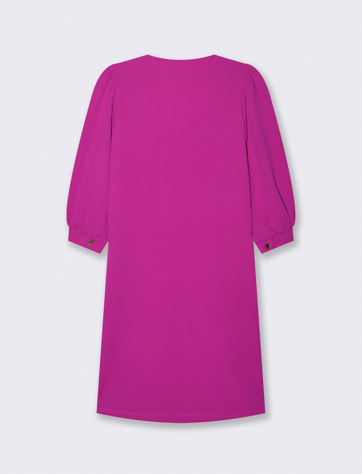 Vestito con maniche a sbuffo 3/4 e scollo a V - Fuxia