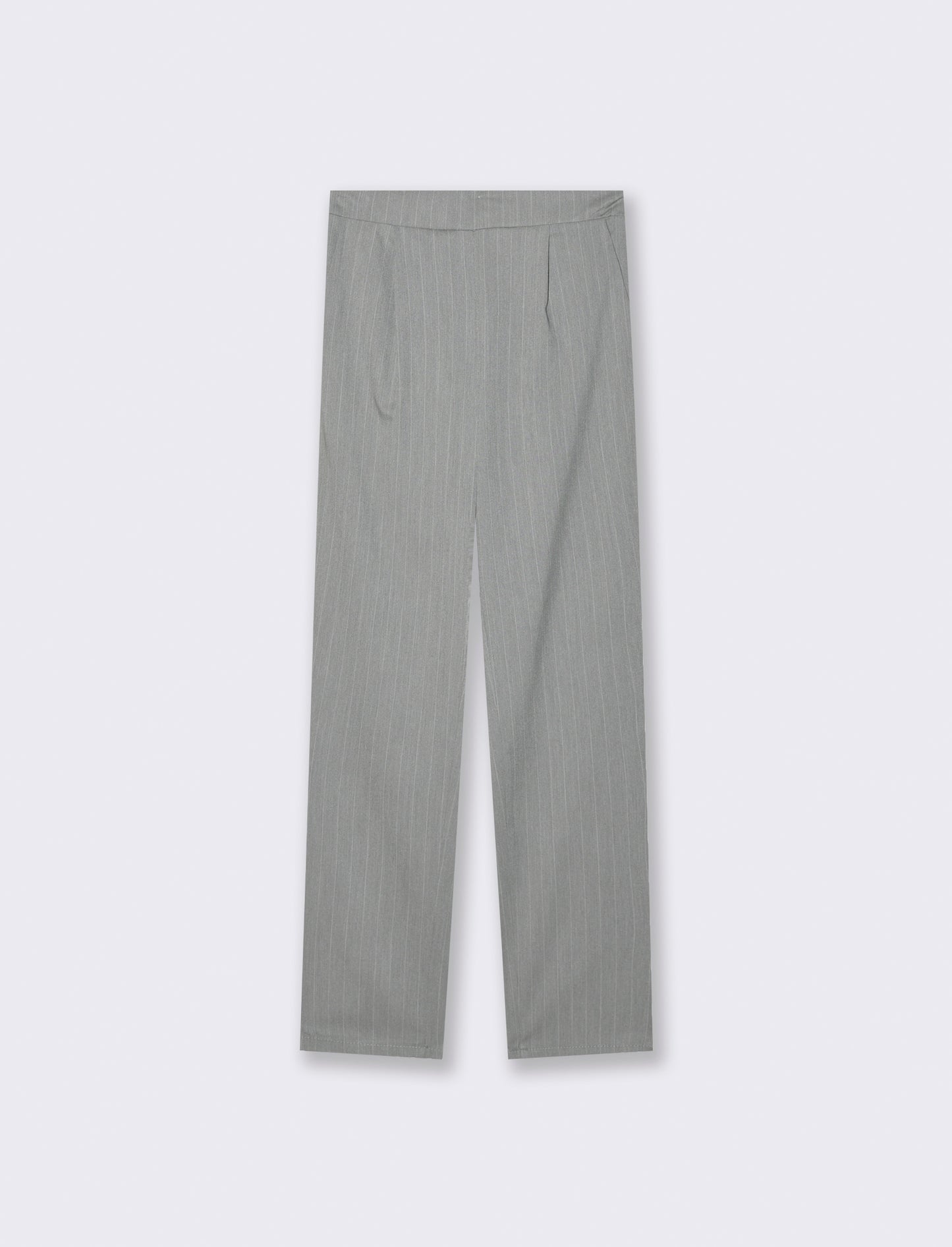Pantalone in tessuto rigato con elastico al dietro - Grigio chiaro