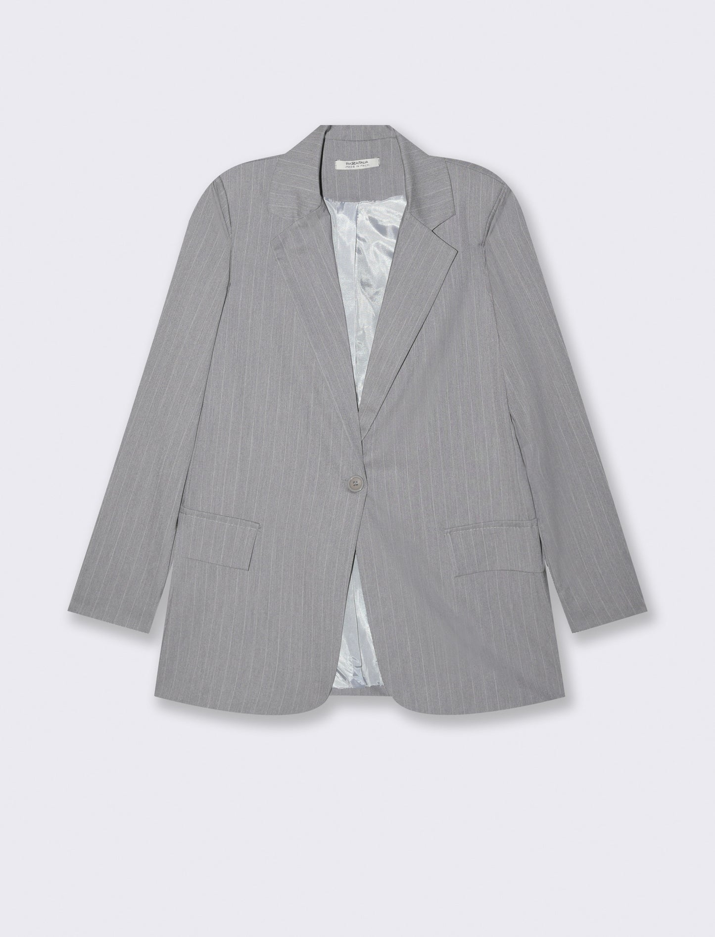 blazer in tessuto rigato con bottone sul davanti - Grigio chiaro