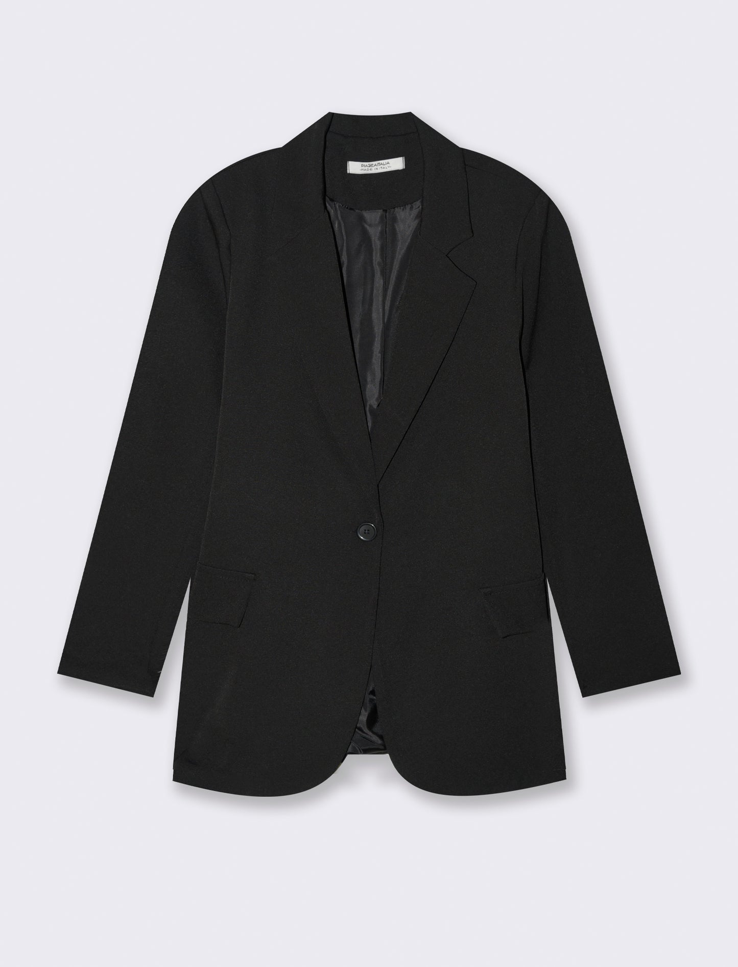 Blazer con collo revers e tasche con patta - Nero
