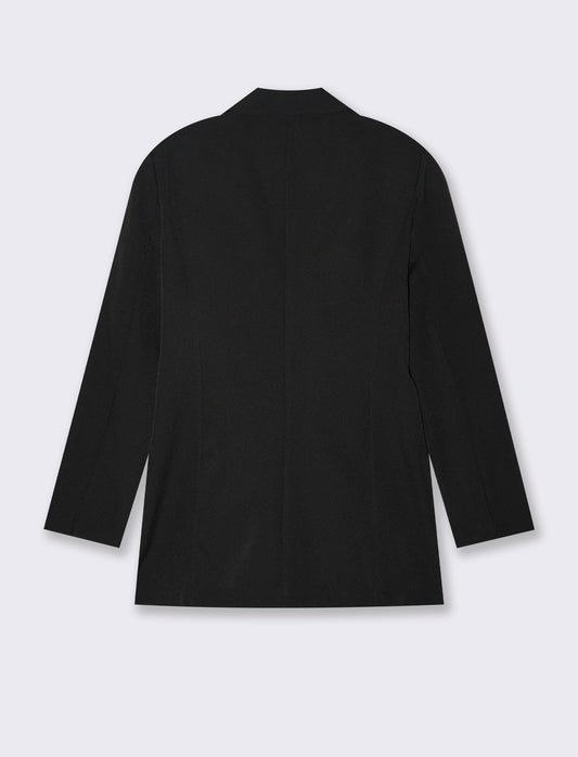 Blazer con collo revers e tasche con patta - Nero