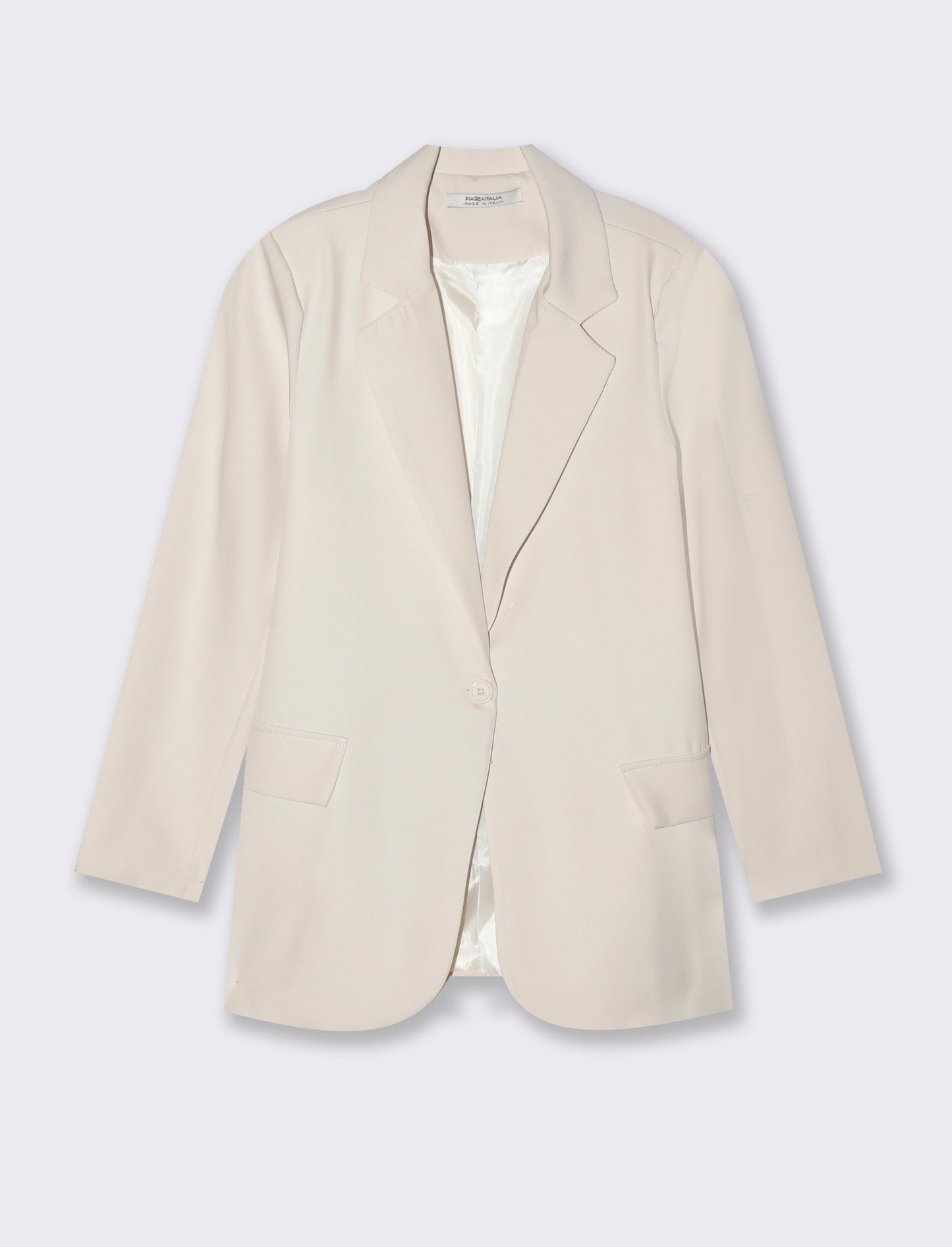 Blazer con collo revers e tasche con patta - Bianco gesso