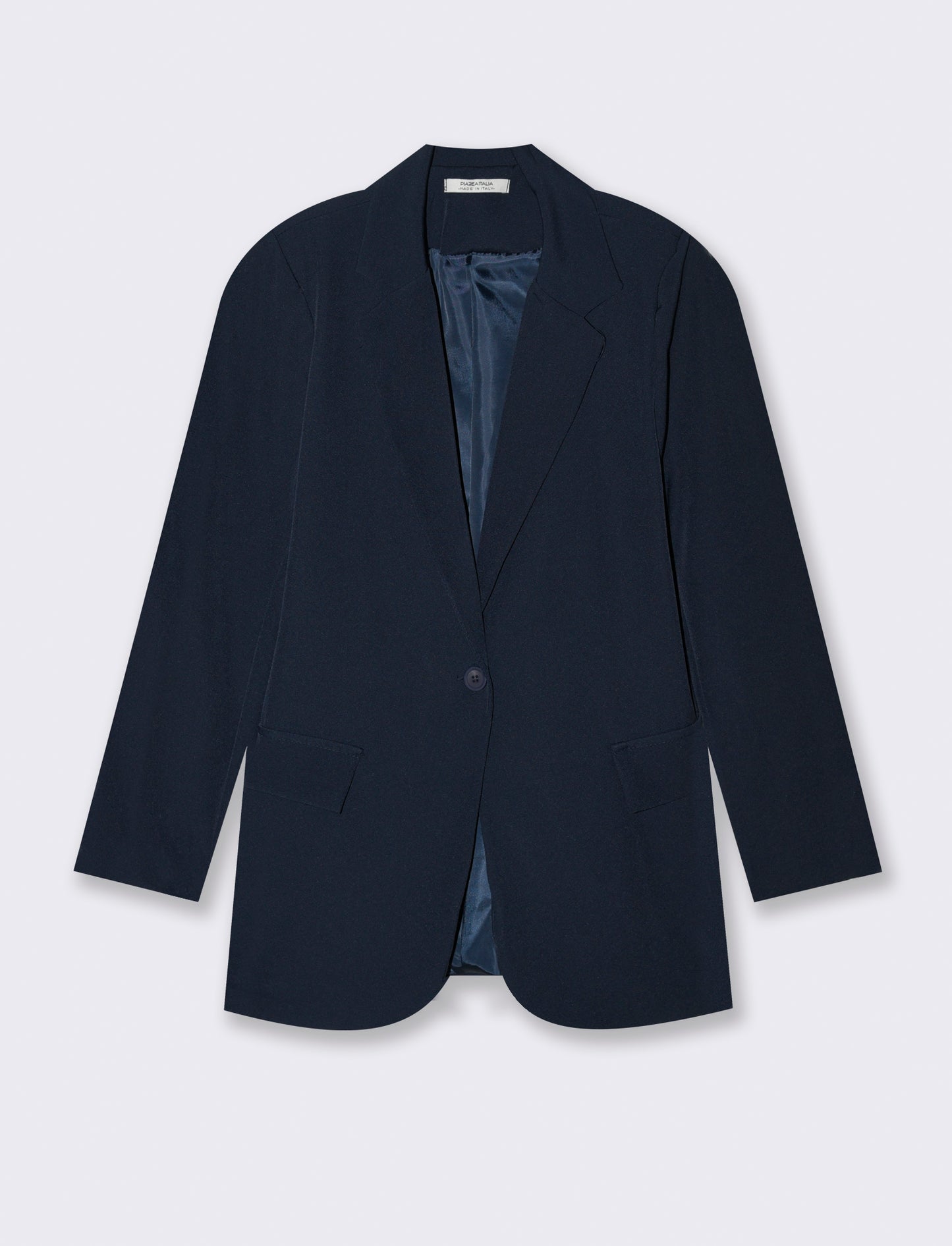 Blazer con collo revers e tasche con patta - Blu