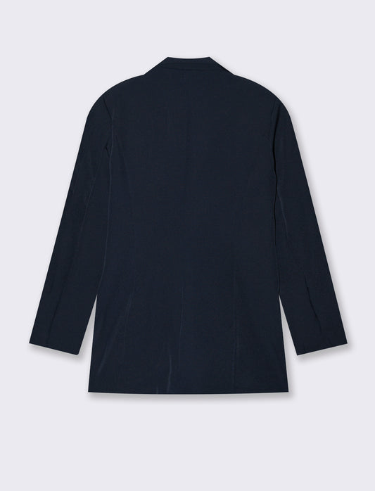 Blazer con collo revers e tasche con patta - Blu