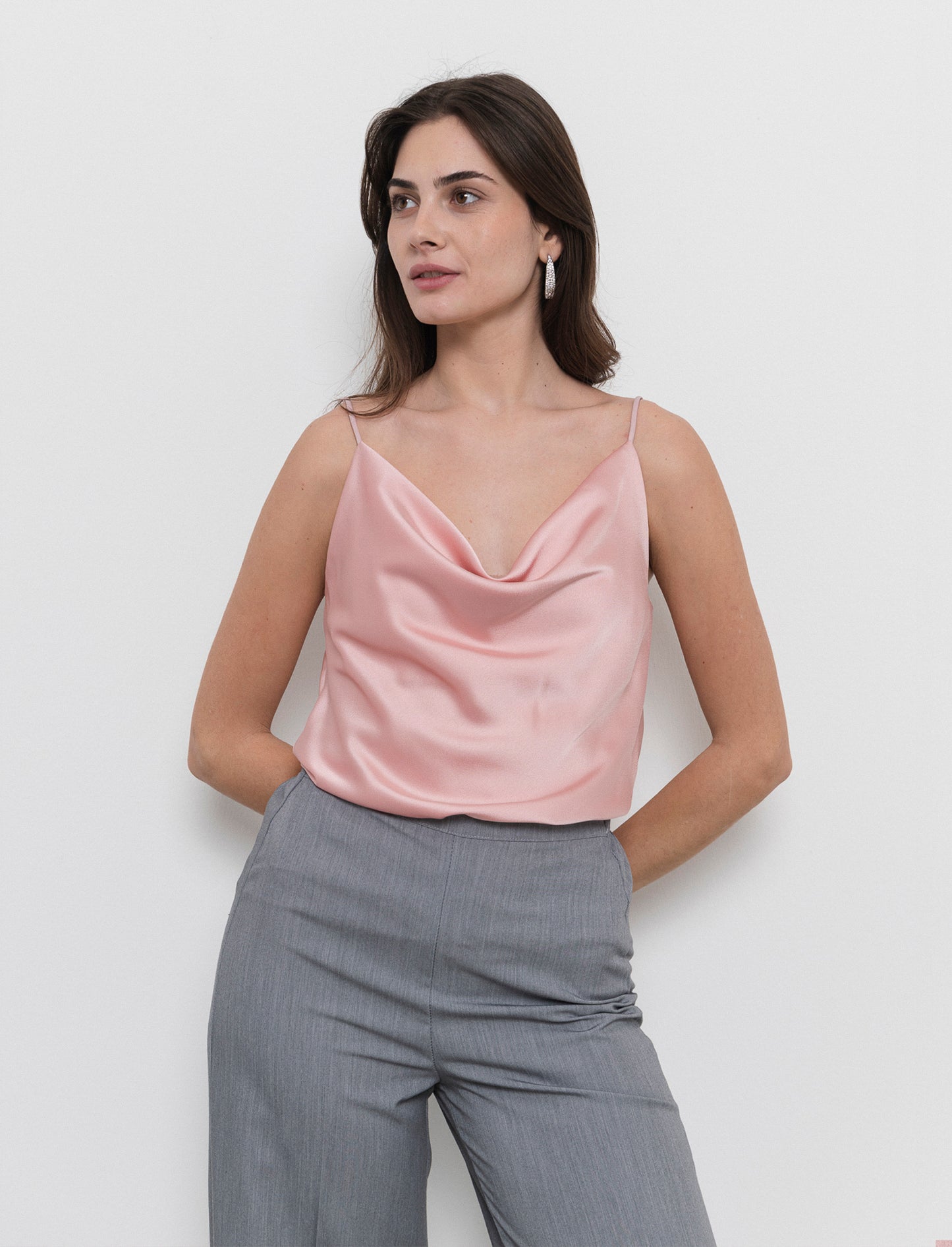 Top raso con bretelline elastiche - Rosa