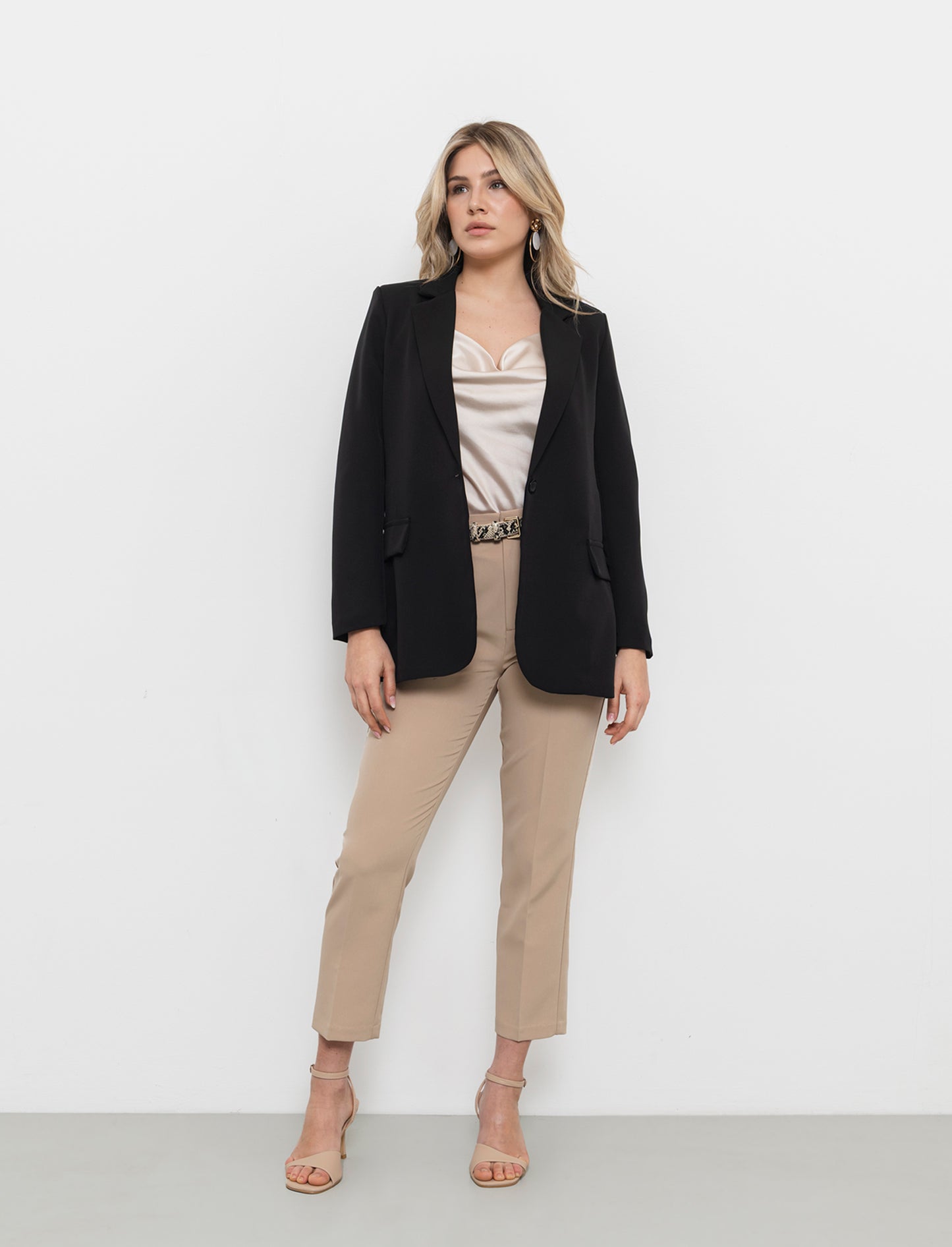 Top raso con bretelline elastiche - Beige champagne