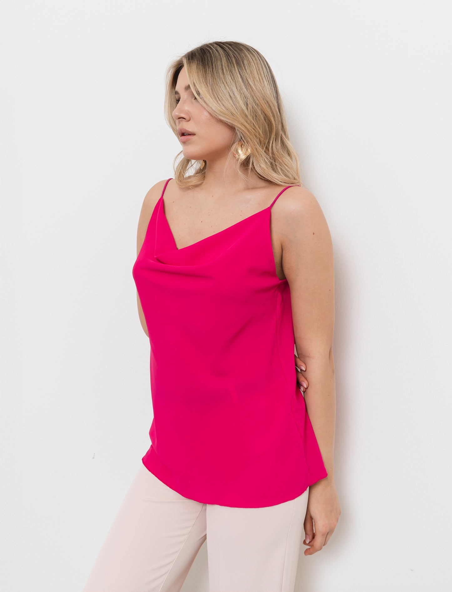 Top raso con bretelline elastiche - Fuxia azalea