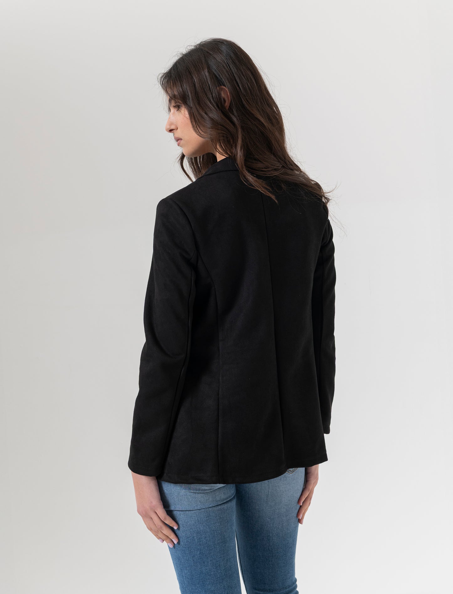 Giacca monopetto in tessuto scamosciato - Nero