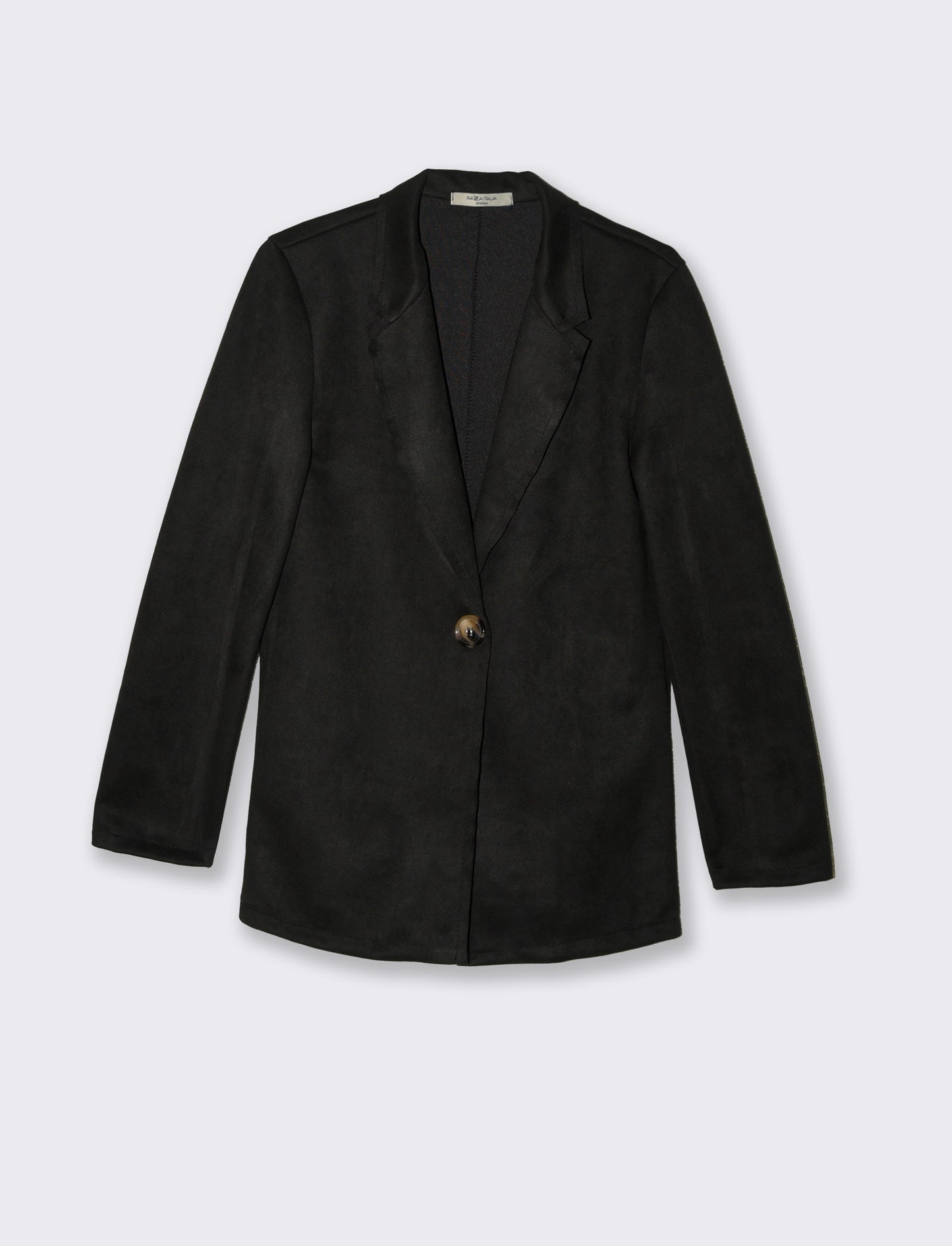 Giacca monopetto in tessuto scamosciato - Nero
