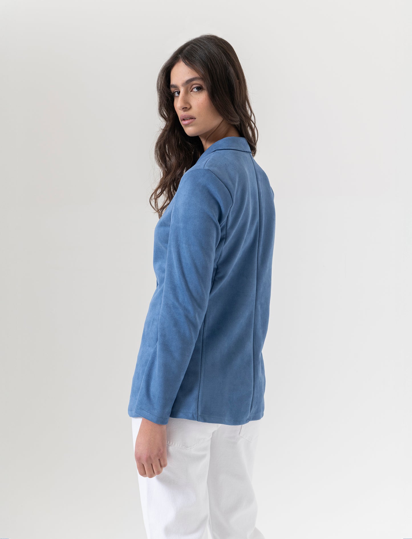 Giacca monopetto in tessuto scamosciato - Denim