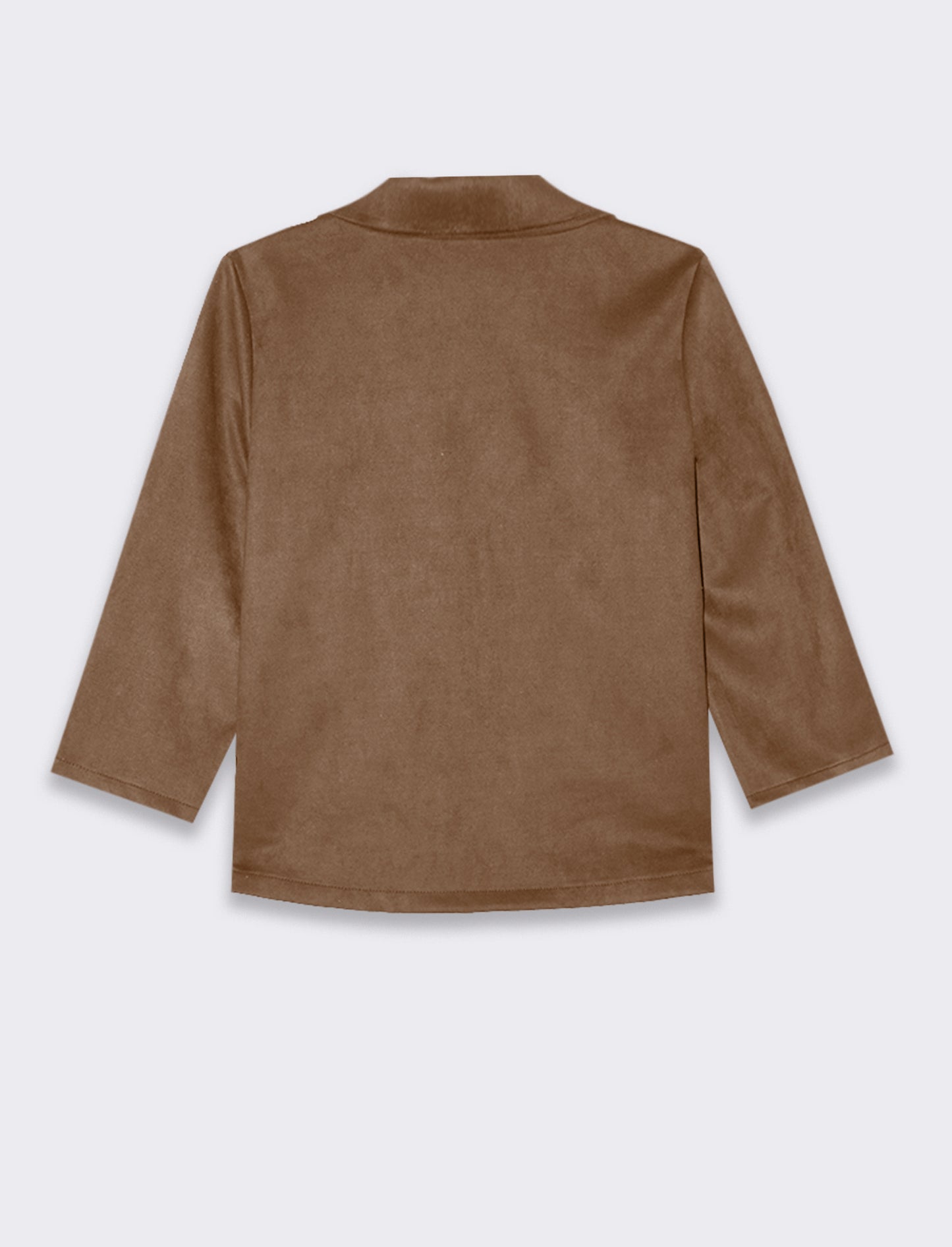 Giacca corta in tessuto scamosciato - Grigio fango