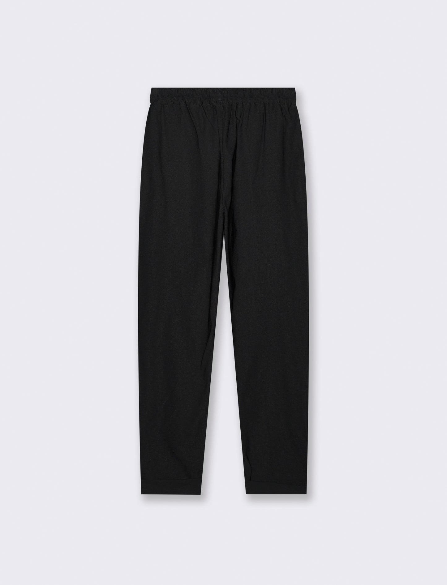 Pantalone in tessuto elasticizzato con coulisse in vita - Nero