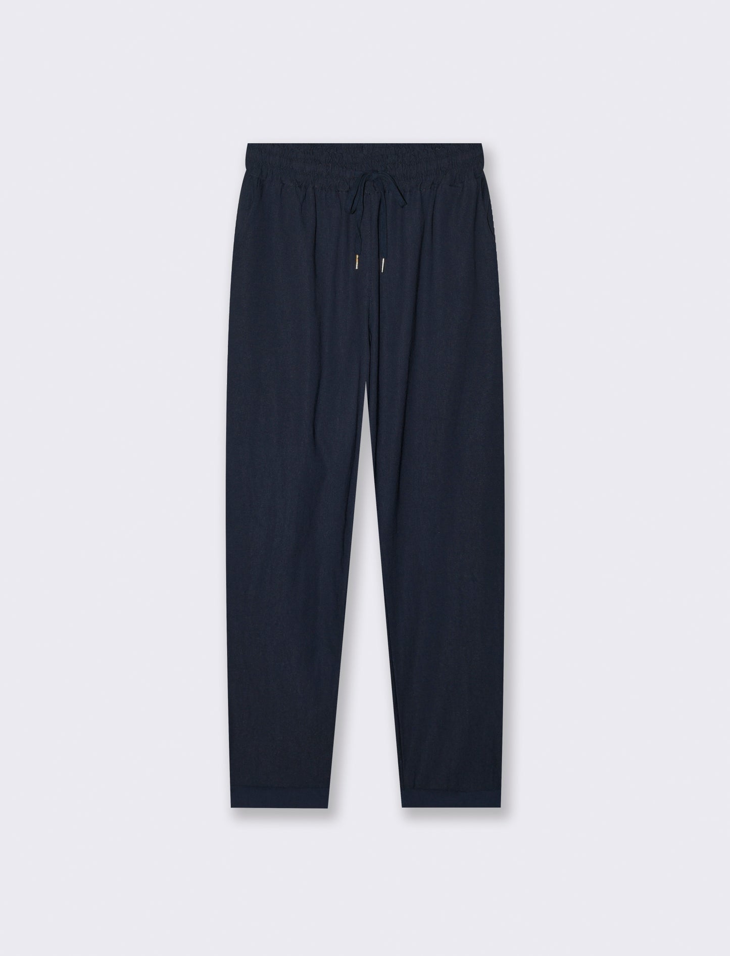 Pantalone in tessuto elasticizzato con coulisse in vita - Blu