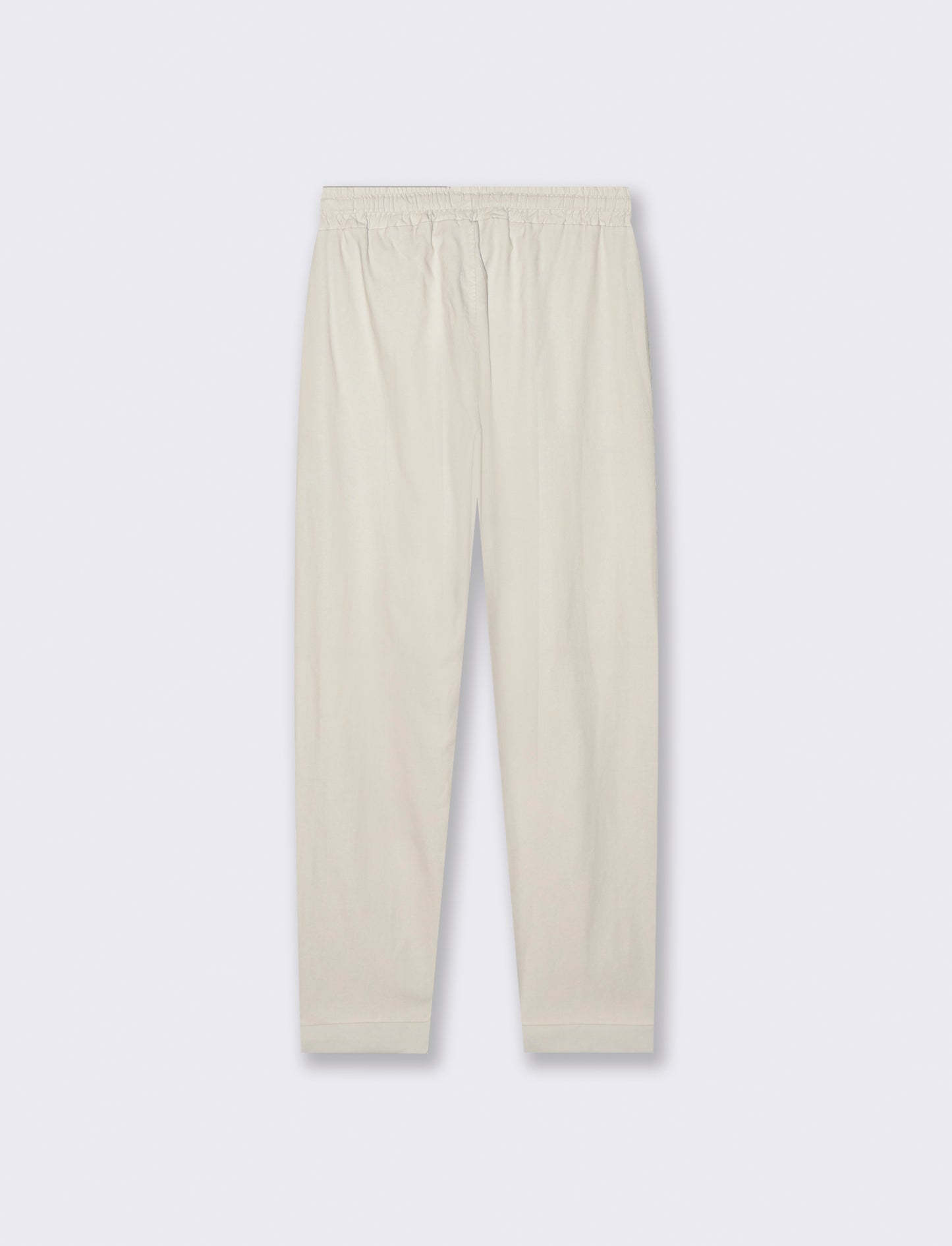 Pantalone in tessuto elasticizzato con coulisse in vita - Beige