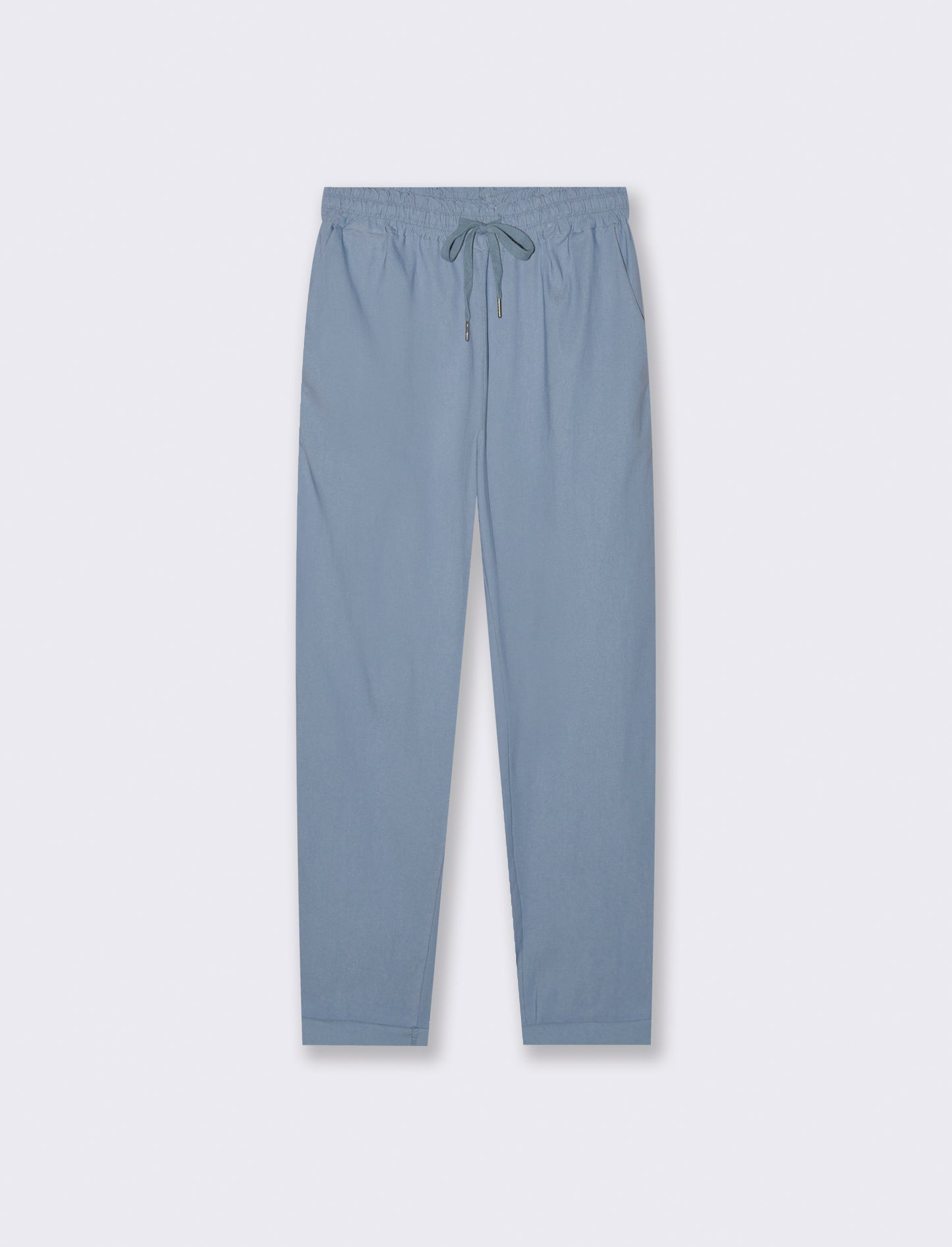 Pantalone in tessuto elasticizzato con coulisse in vita - Denim