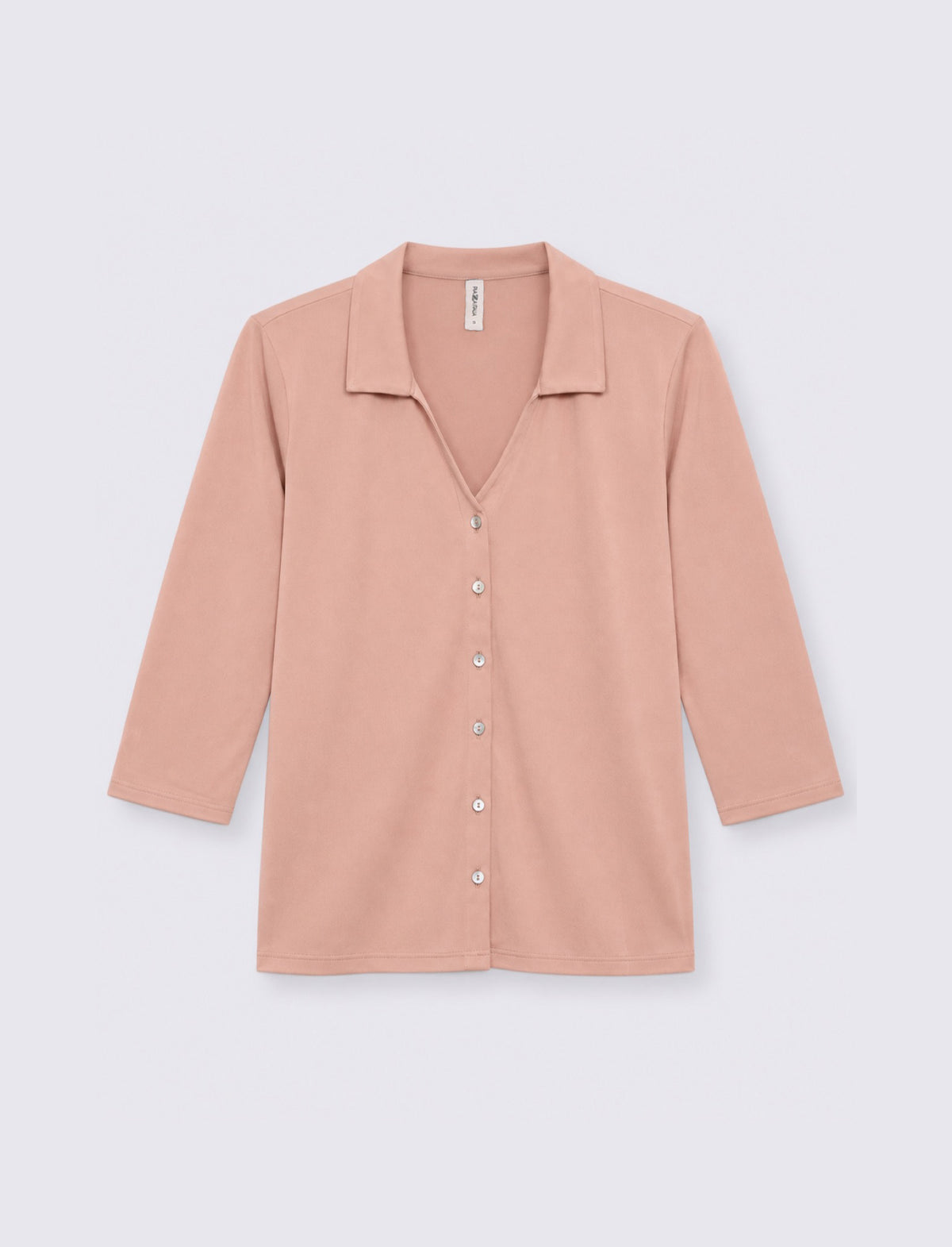t-shirt scollo a v - Rosa antico