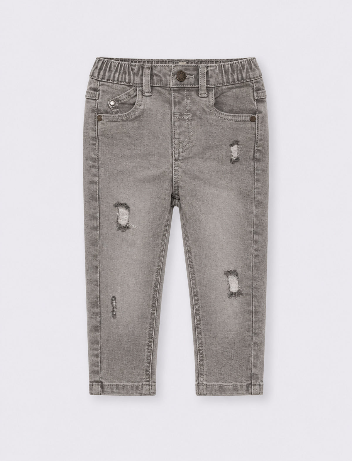 Jeans cinque tasche con rotture - Grigio