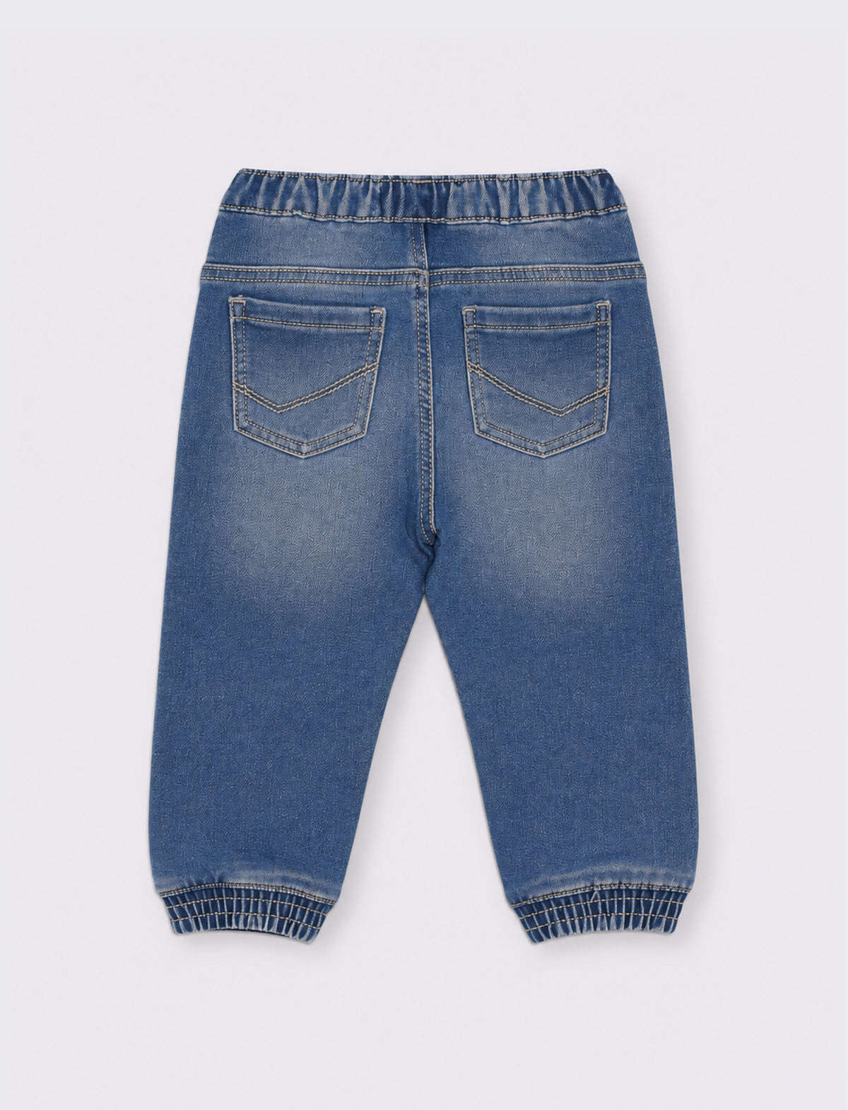 Jeans ampio con coulisse ed elastici al fondo - Denim