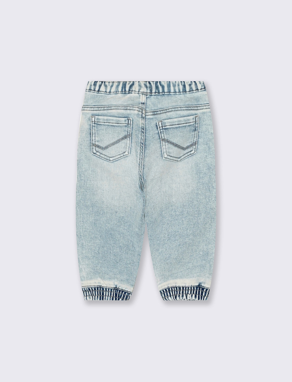 Jeans ampio con coulisse ed elastici al fondo - Denim chiaro