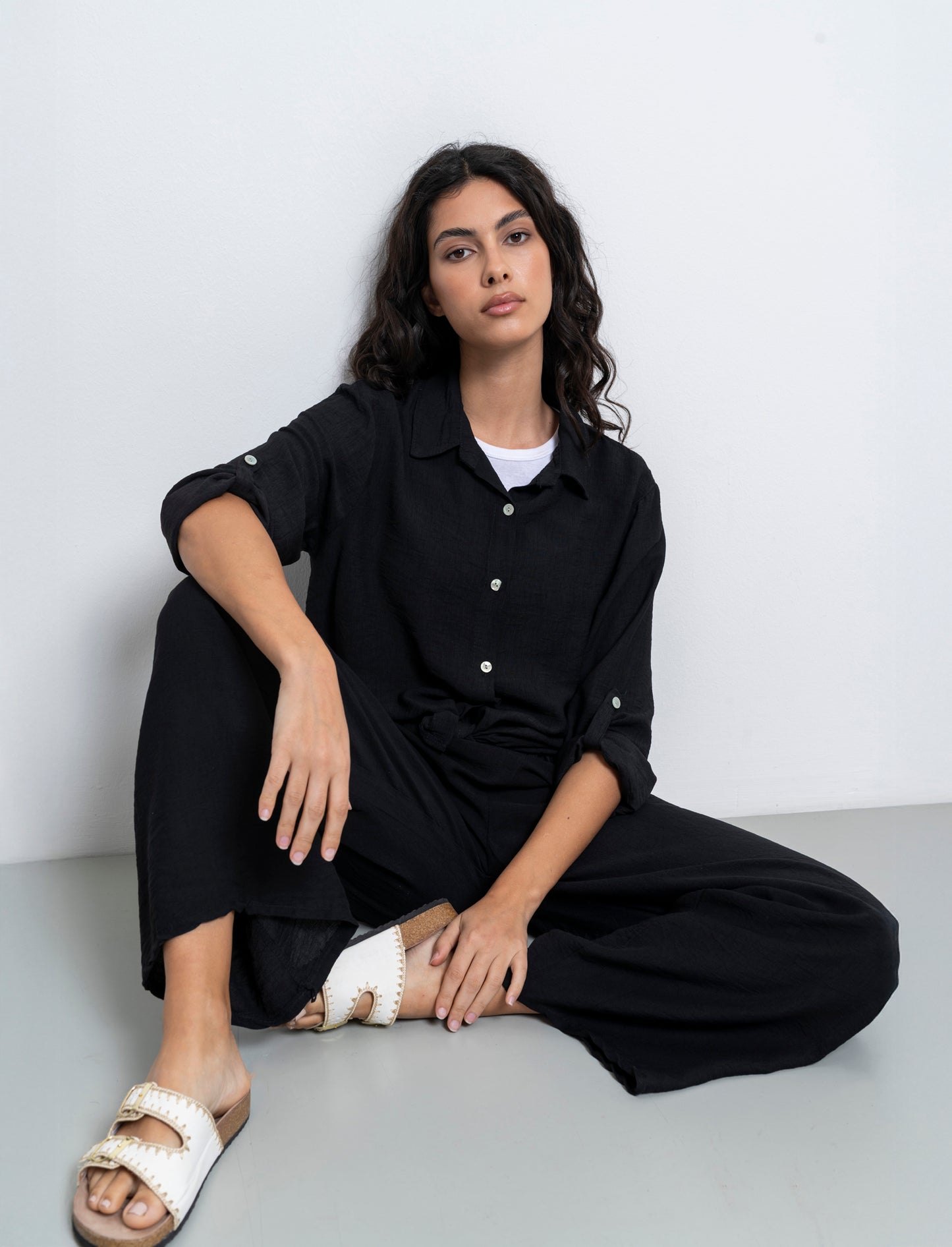 Camicia con nodo al fondo - Nero