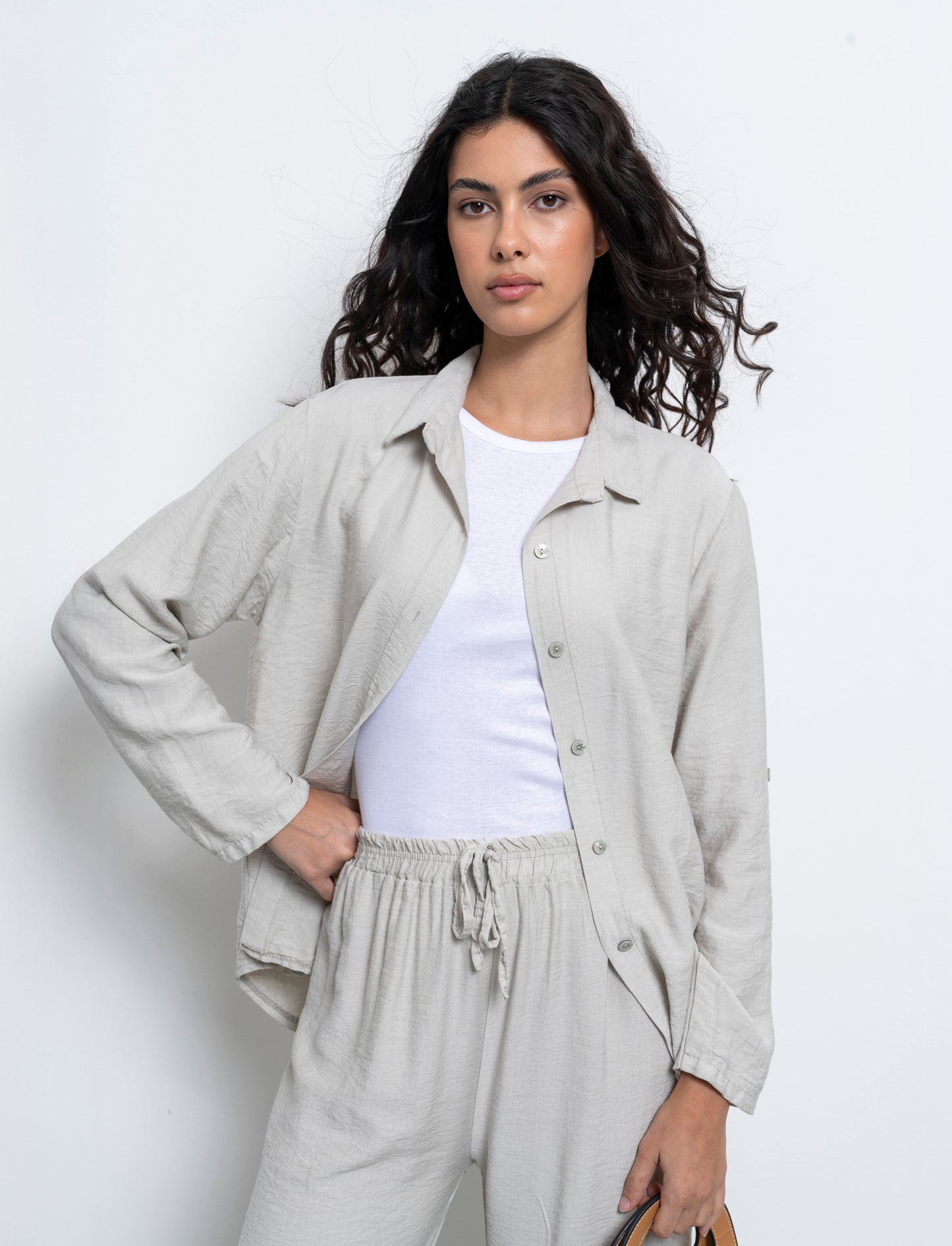 Camicia con nodo al fondo - Sabbia