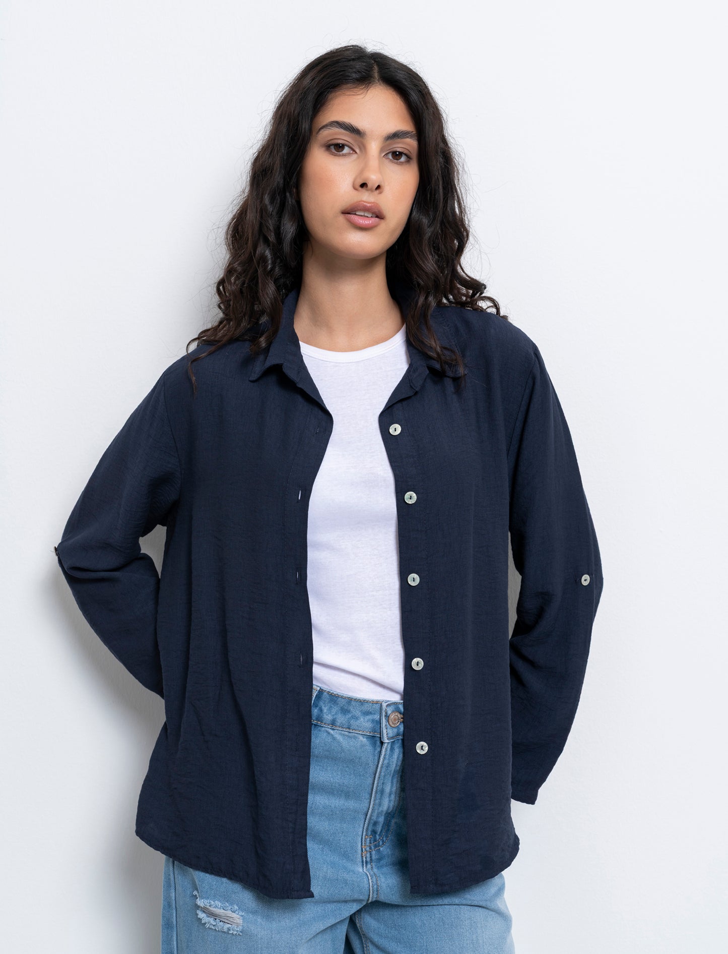 Camicia con nodo al fondo - Blu