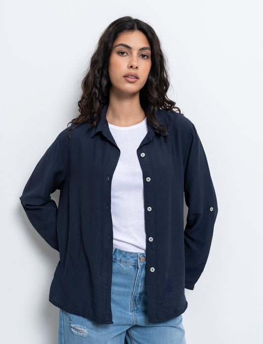 Camicia con nodo al fondo - Blu