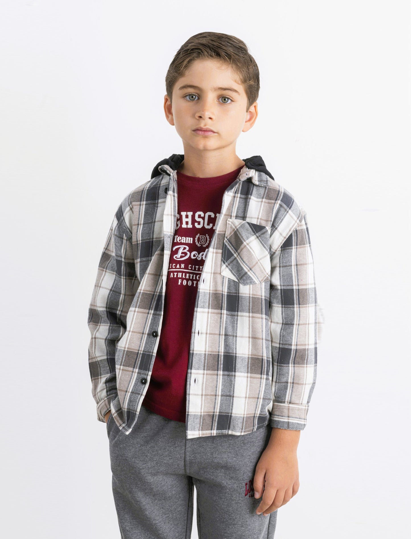 Camicia in flanella con cappuccio - Fantasia