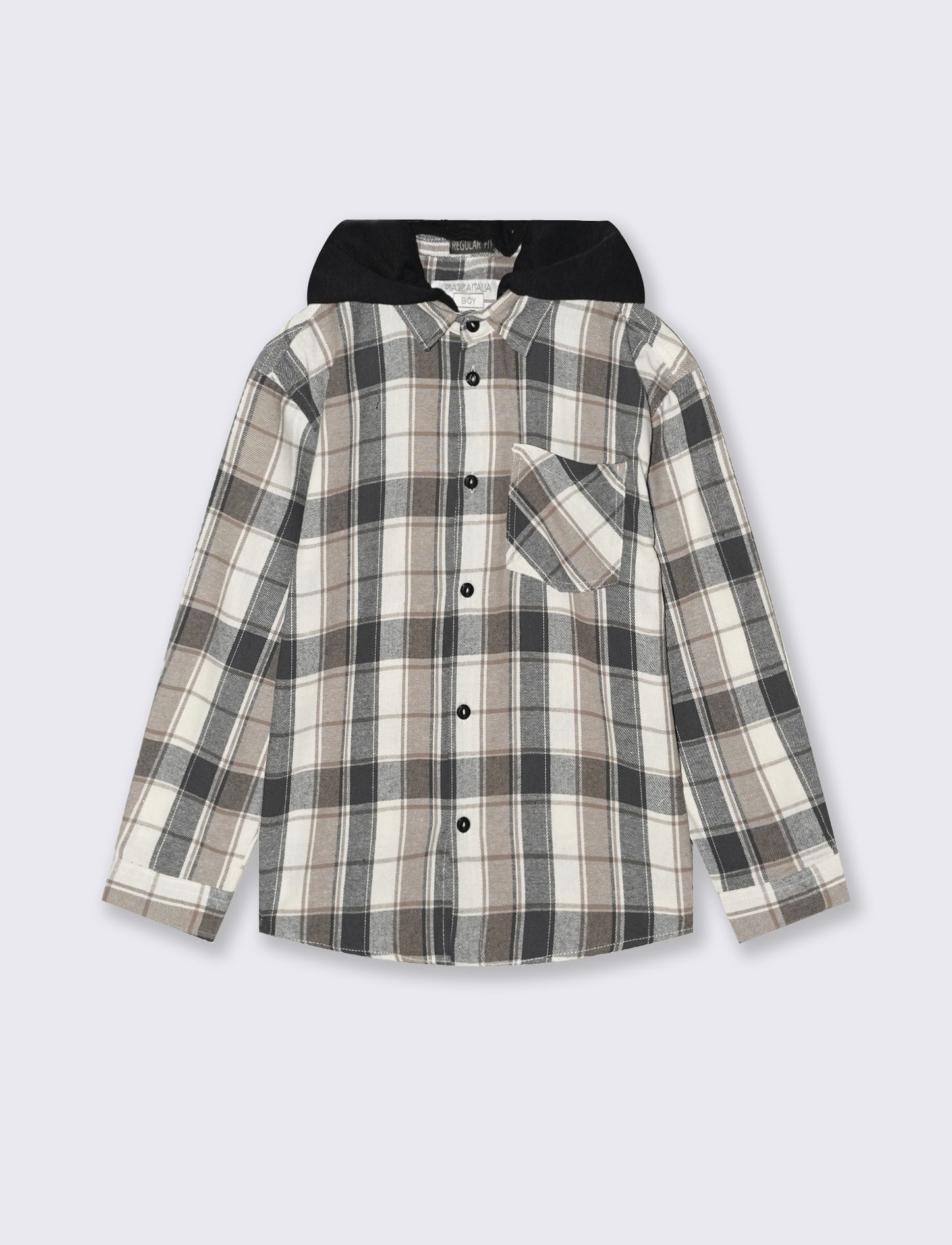 Camicia in flanella con cappuccio - Fantasia