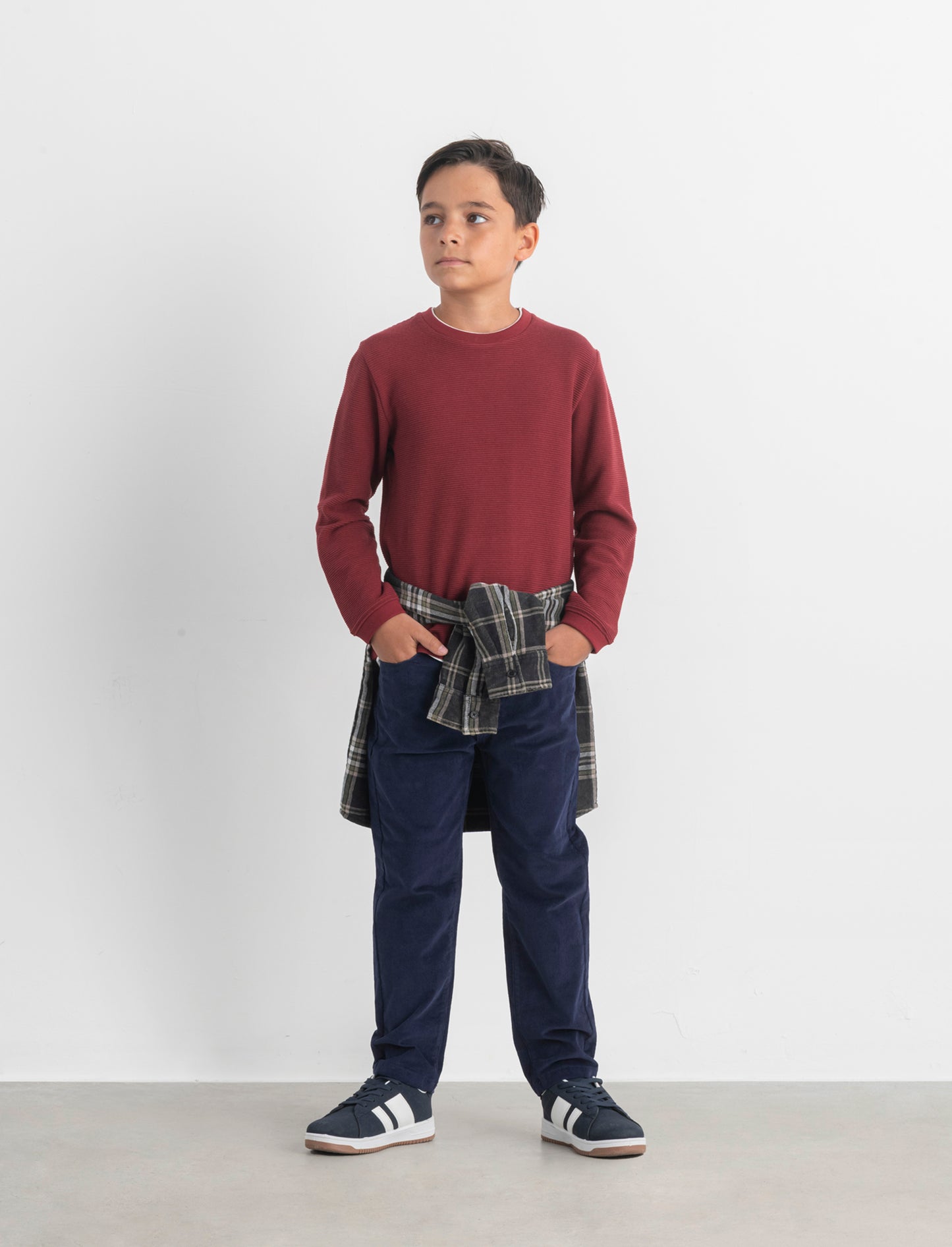 T-shirt tessuto rigato. - Bordeaux