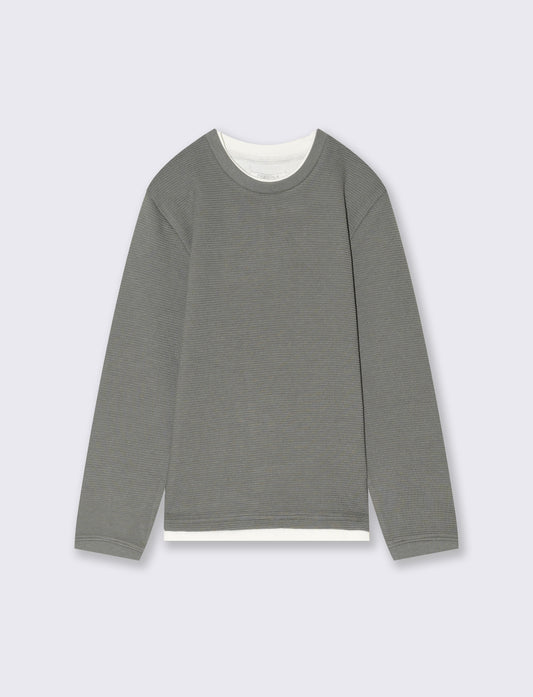 T-shirt tessuto rigato. - Verde militare