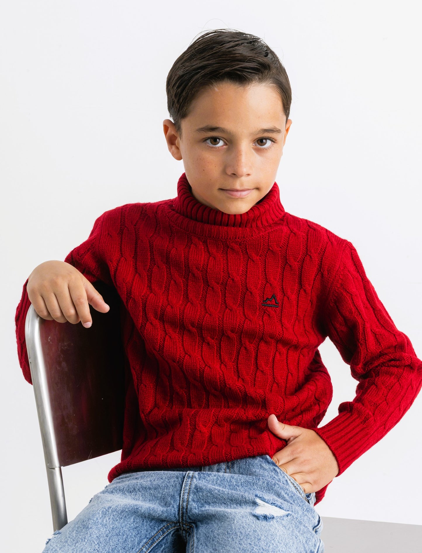 Maglia collo alto  a traccia. - Rosso