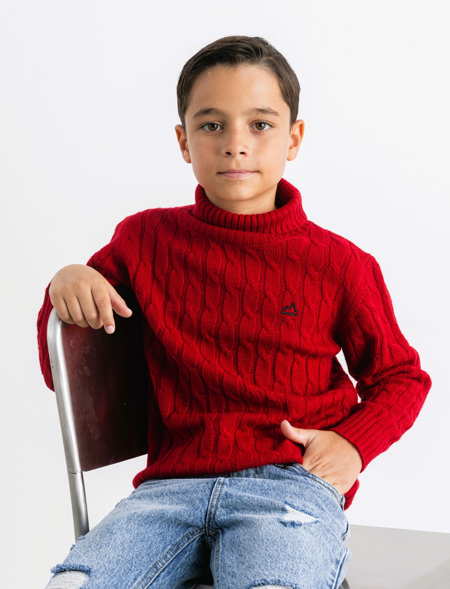 Maglia collo alto  a traccia. - Rosso