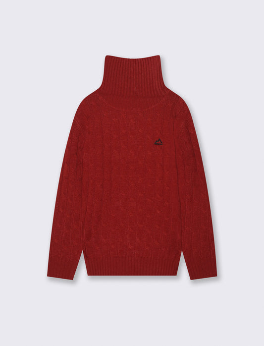 Maglia collo alto  a traccia. - Rosso