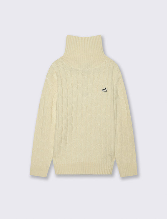 Maglia collo alto  a traccia. - Beige