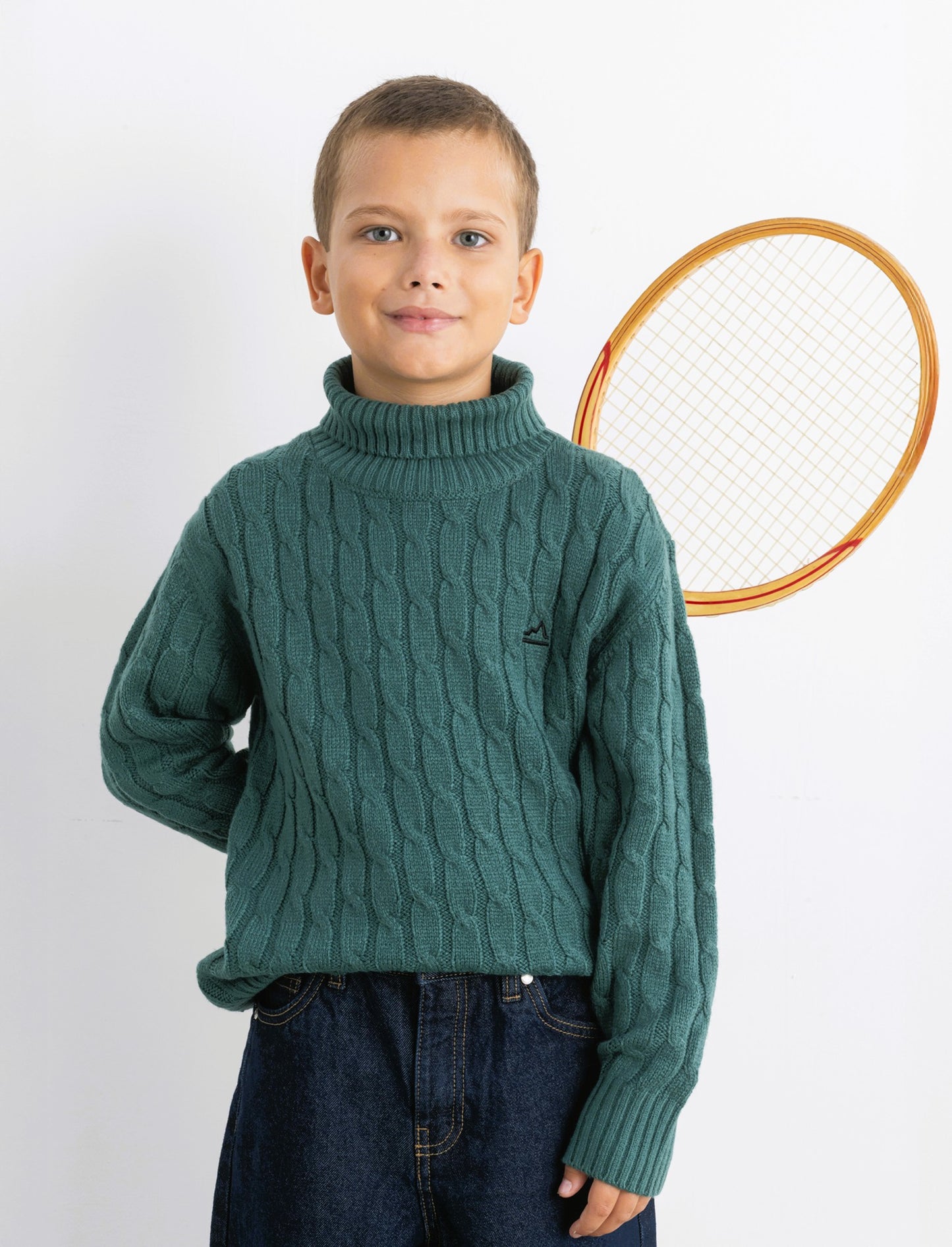 Maglia collo alto  a traccia. - Verde