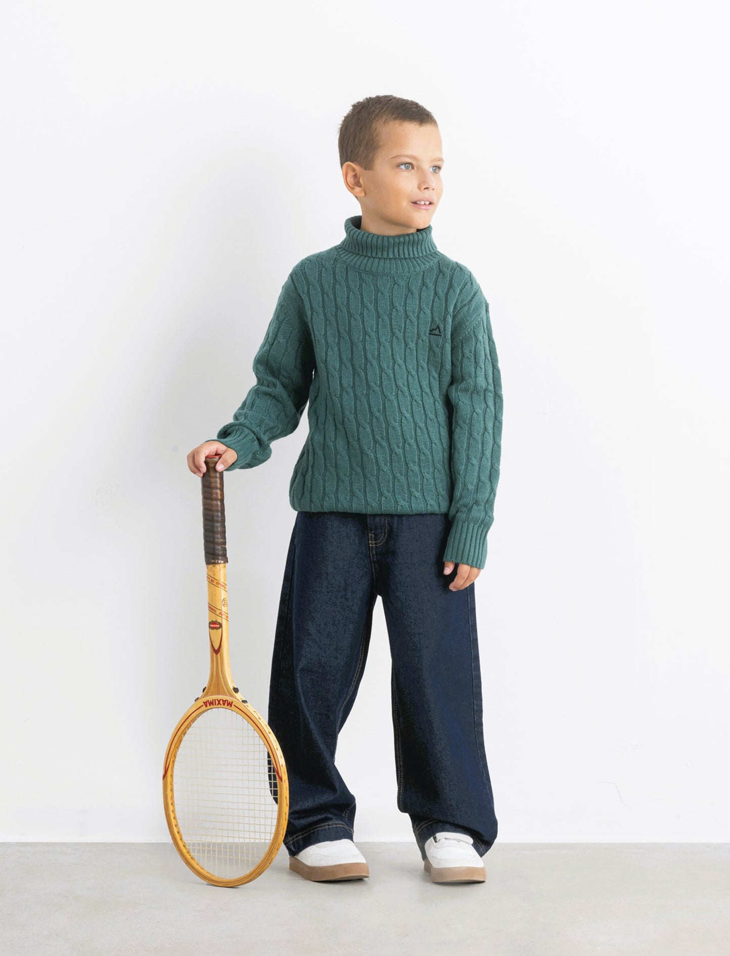 Maglia collo alto  a traccia. - Verde