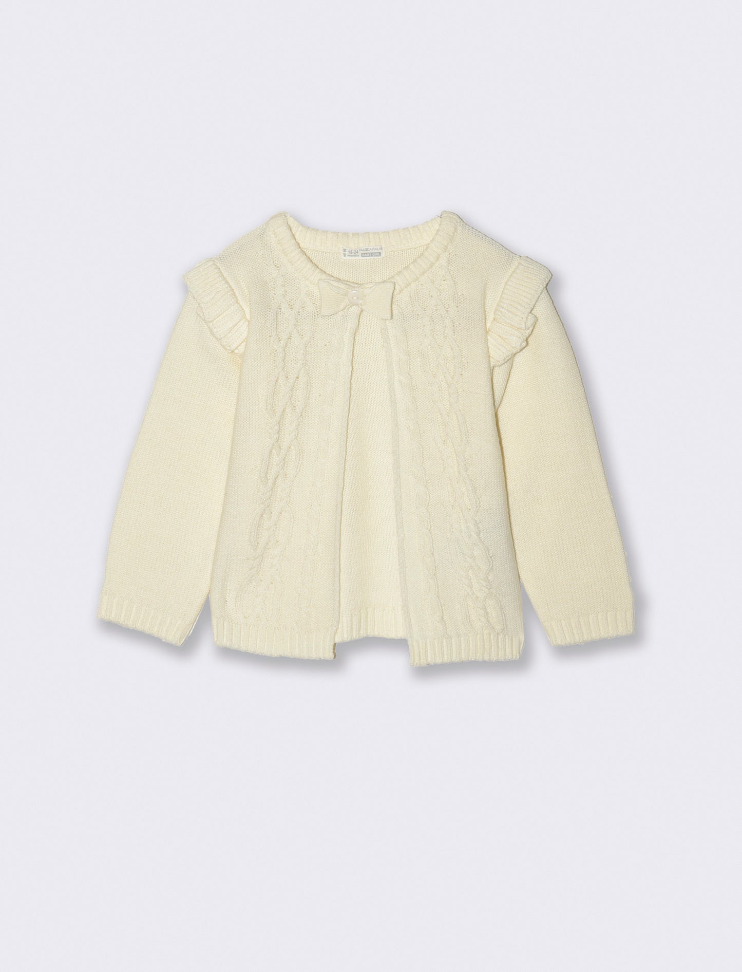 Cardigan basico con trecce - Bianco latte