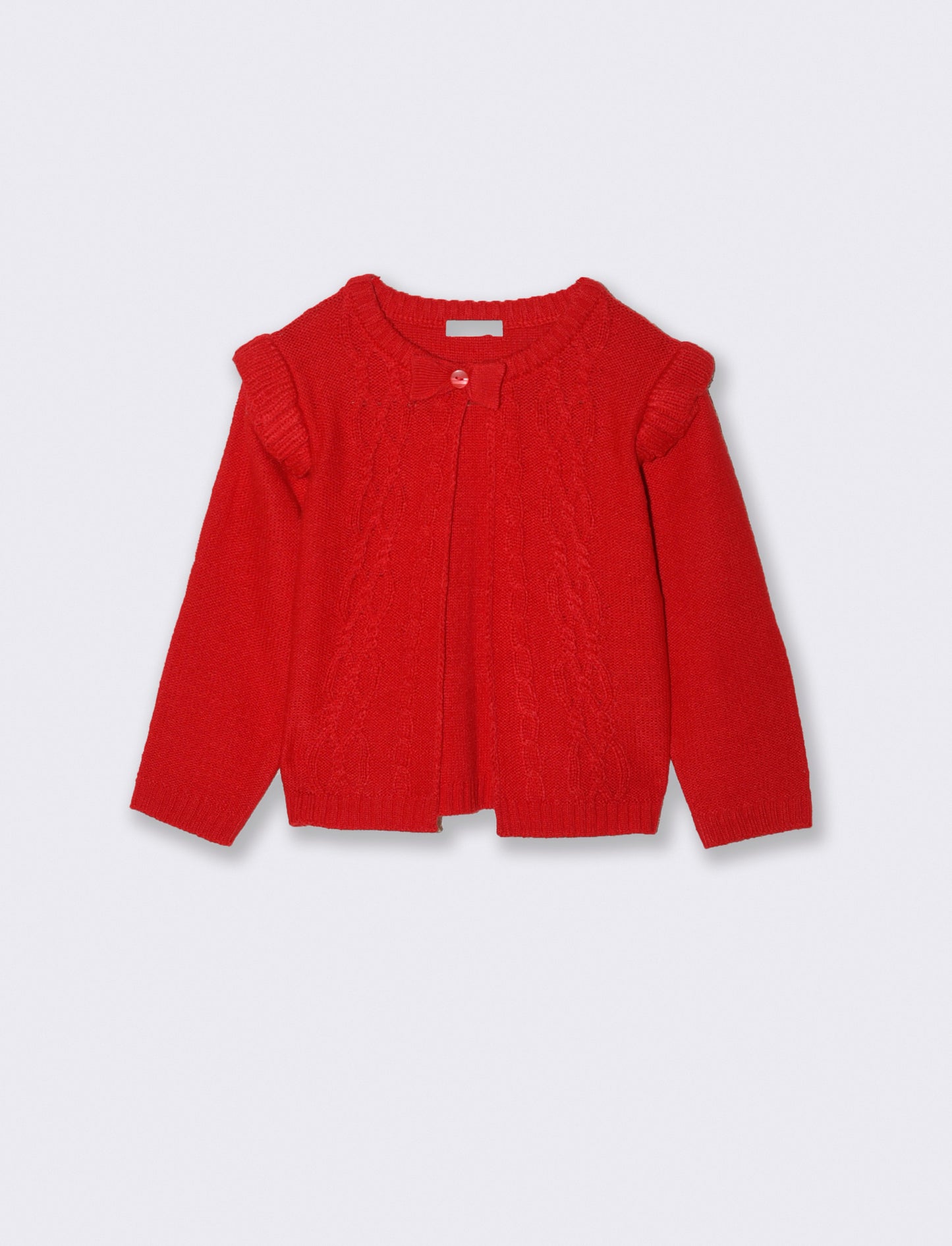 Cardigan basico con trecce - Rosso