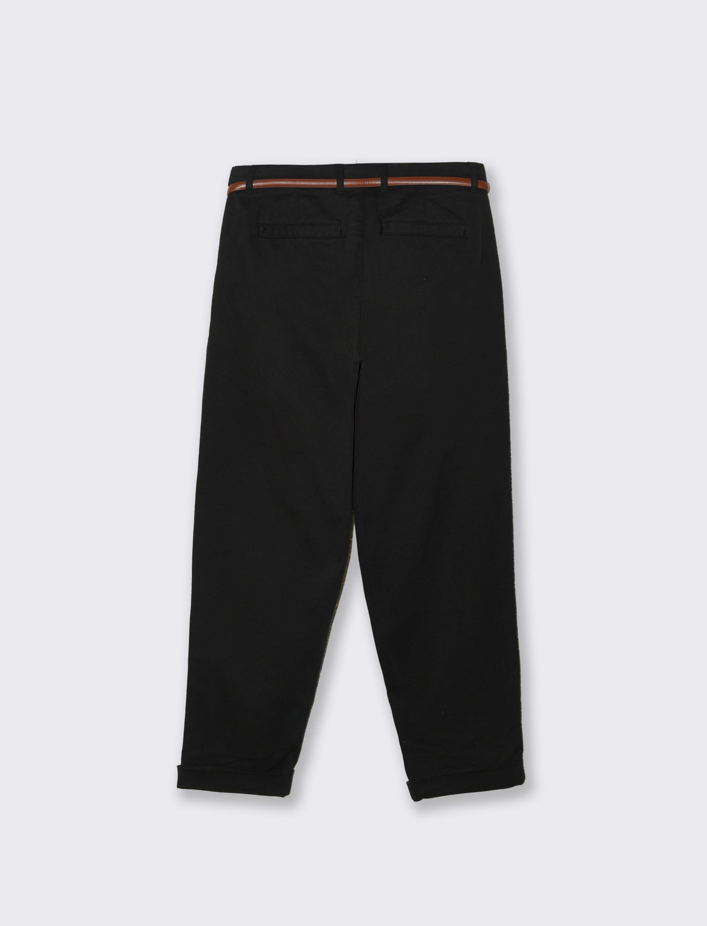 Pantalone Chino con Cintura e Risvolti - Nero