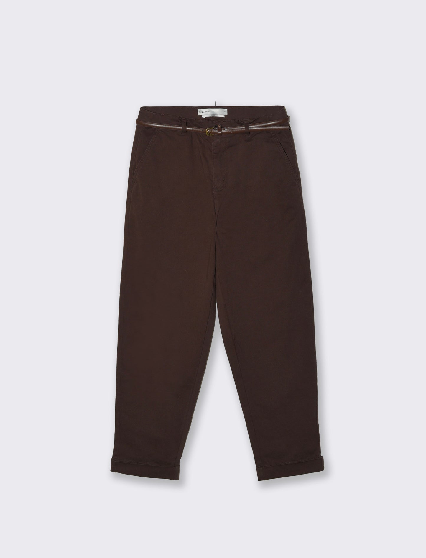 Chino Pants with Belt and Cuffs - Brown