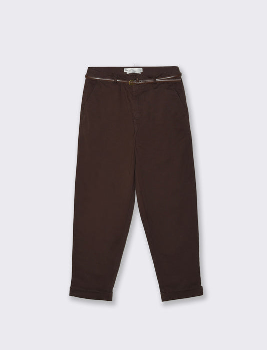 Chino Pants with Belt and Cuffs - Brown