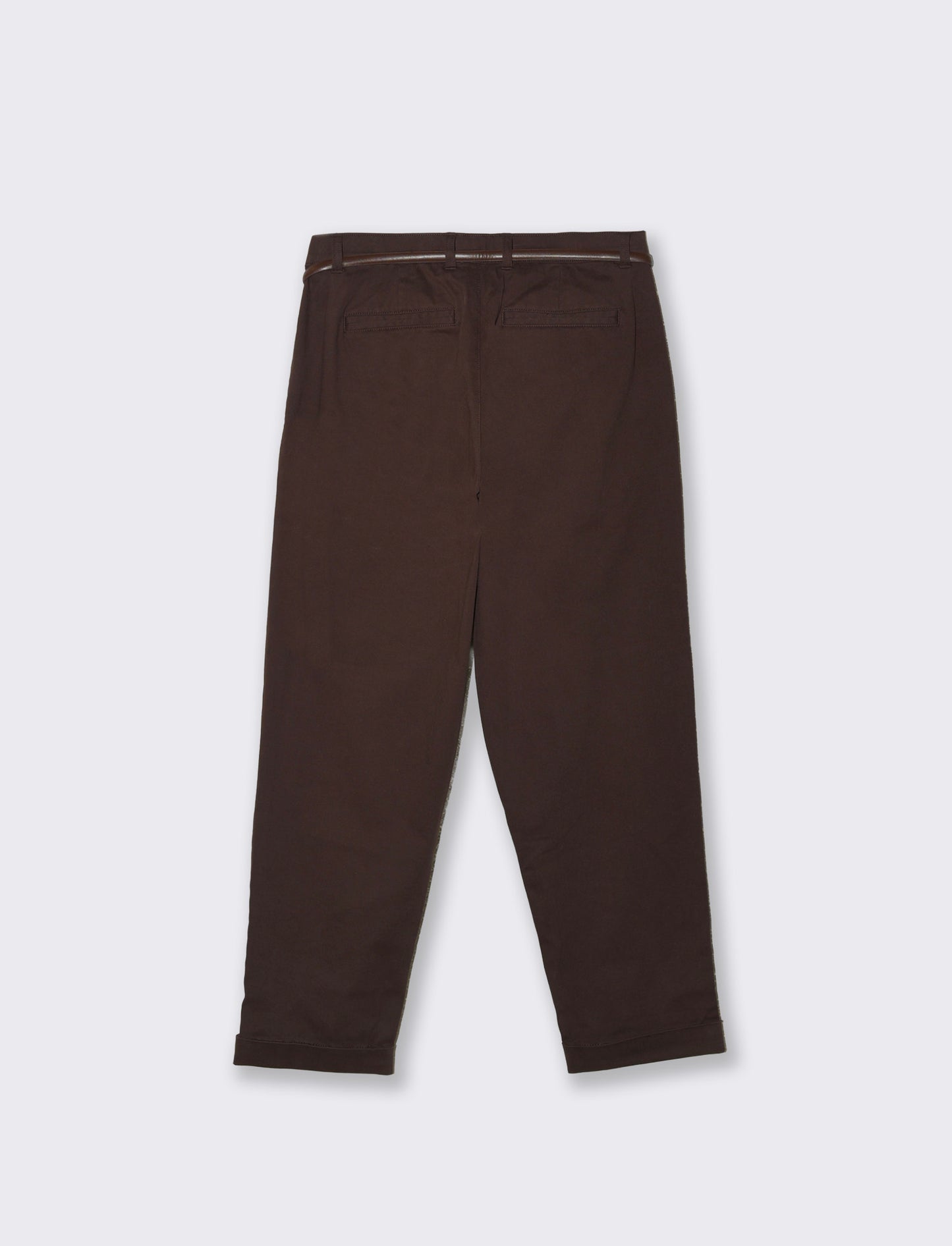 Chino Pants with Belt and Cuffs - Brown