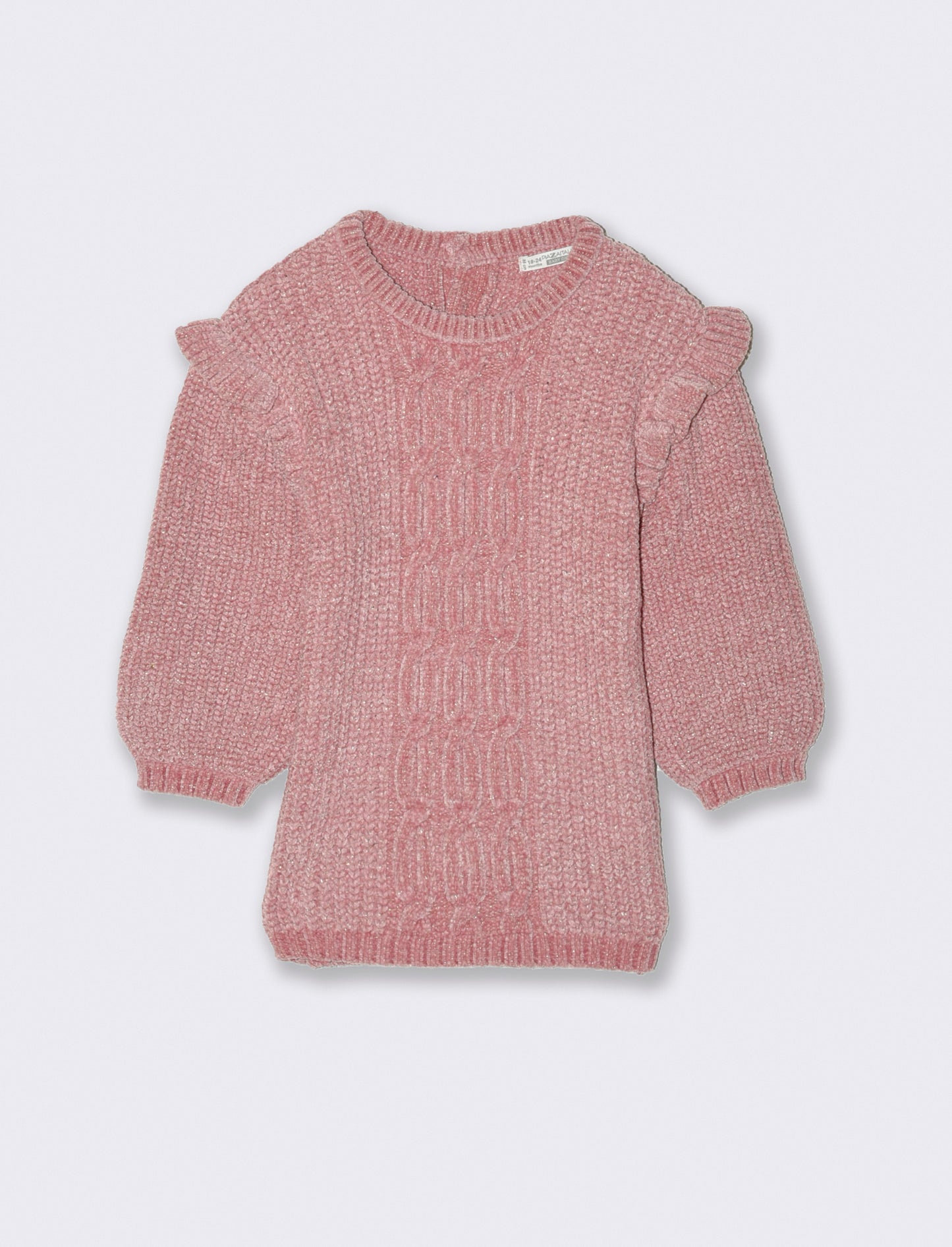 Abito in maglia con trecce - Rosa cipolla