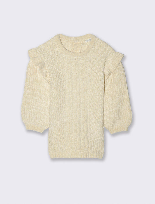 Abito in maglia con trecce - Beige