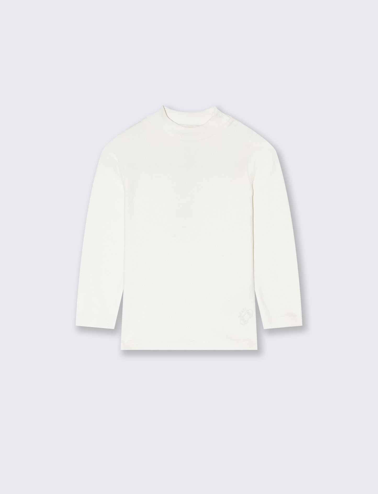 T-shirt mezzo collo caldo cotone. - Bianco latte