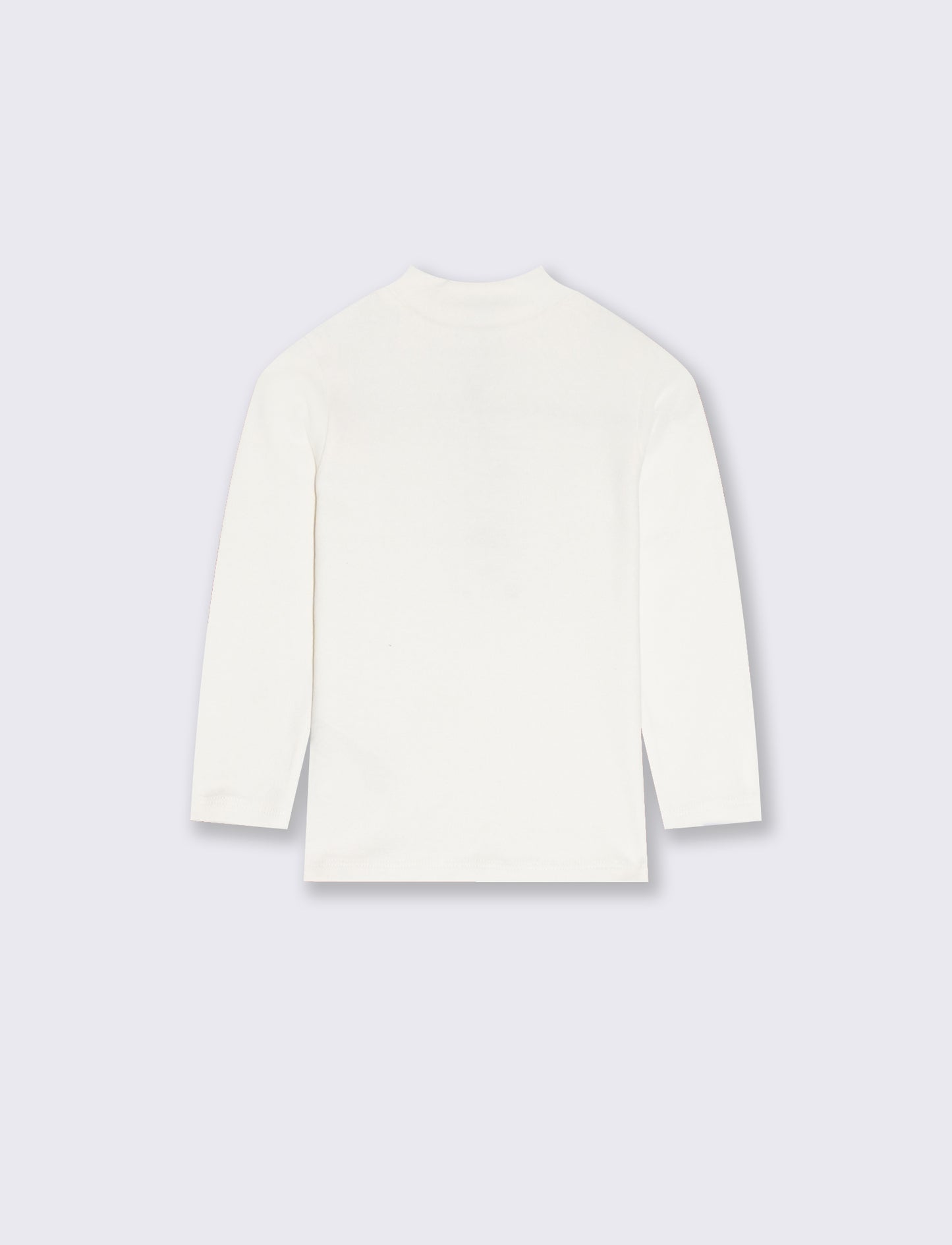 T-shirt mezzo collo caldo cotone. - Bianco latte