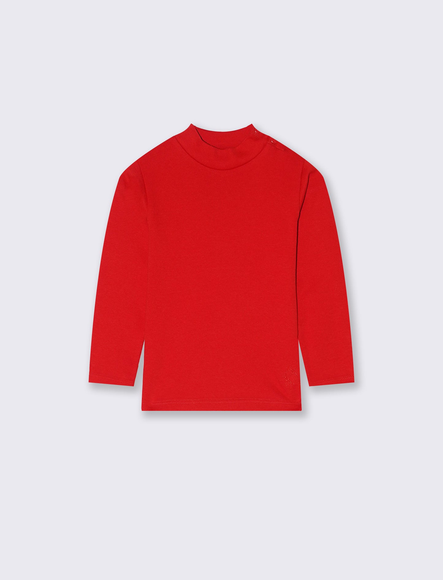T-shirt mezzo collo caldo cotone. - Rosso