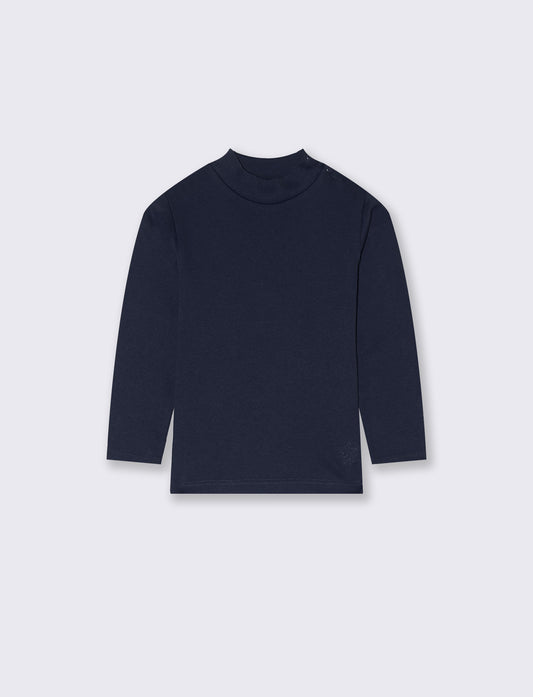 T-shirt mezzo collo caldo cotone. - Blu