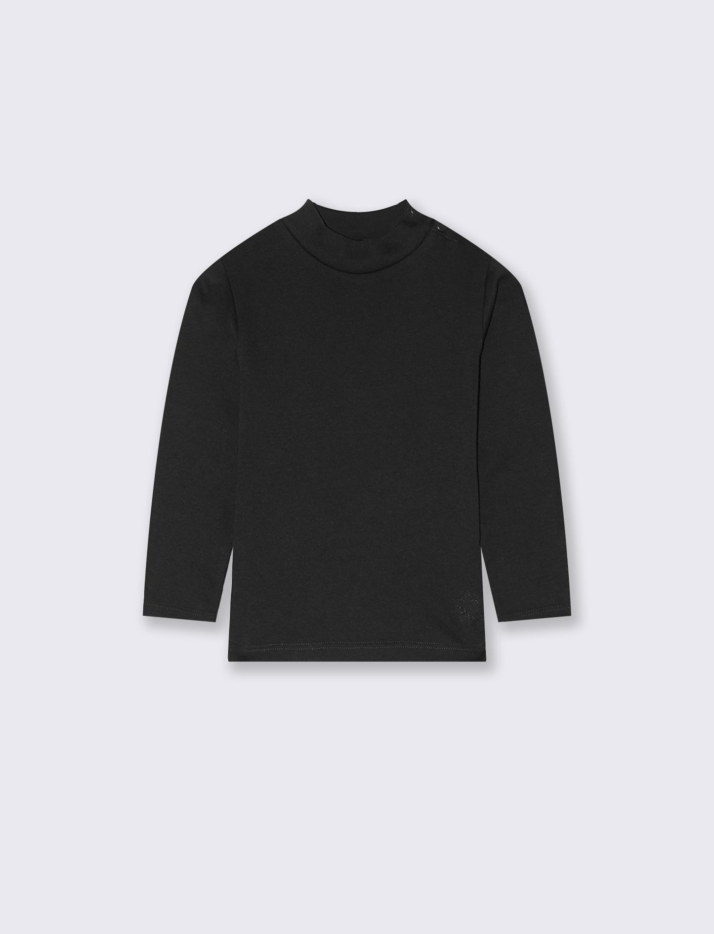 T-shirt mezzo collo caldo cotone. - Nero